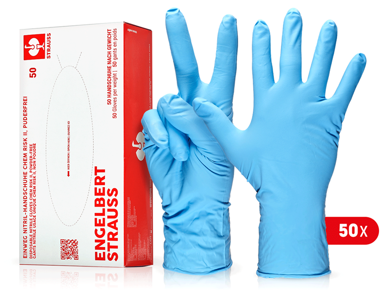 Main view, Nitrile, Disposable nitrile gloves Chem Risk II,powder-free