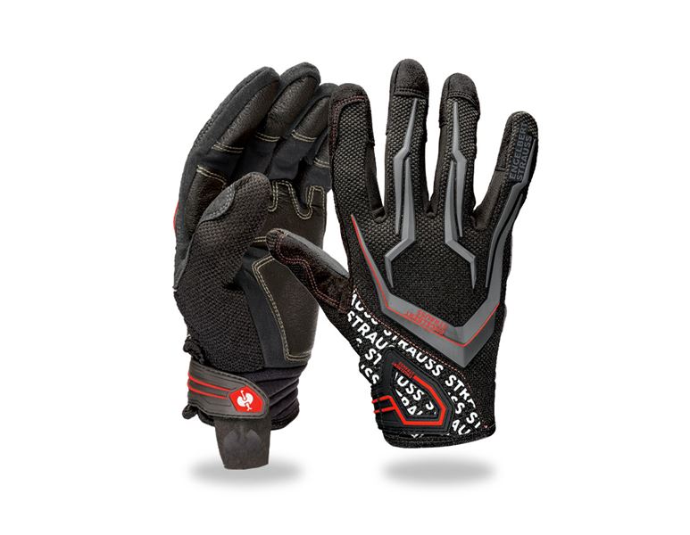 Main view, Gloves, e.s. Mechanic's gloves Mirage, black/red