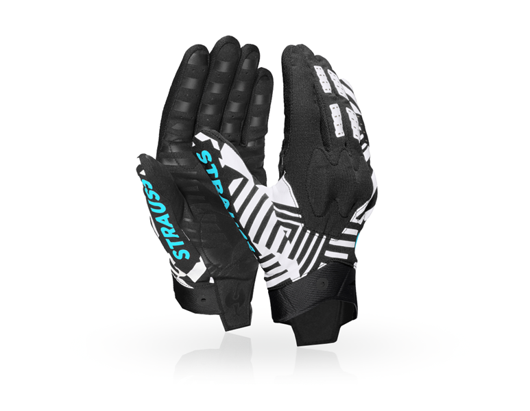 Main view, Personal Protection, Gloves e.s.trail, light graphic, black/white/lapisturquoise