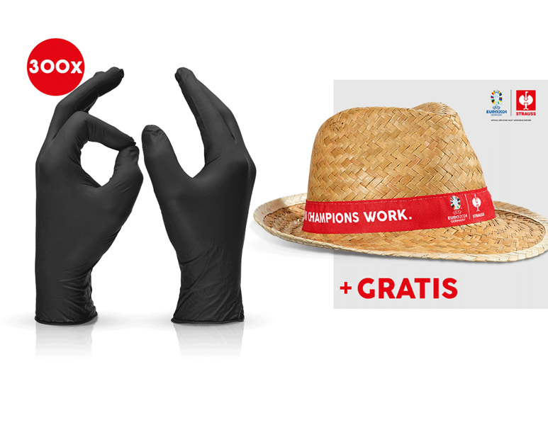 3x100 Einweg Latex-Handschuhe + EURO2024 Hut