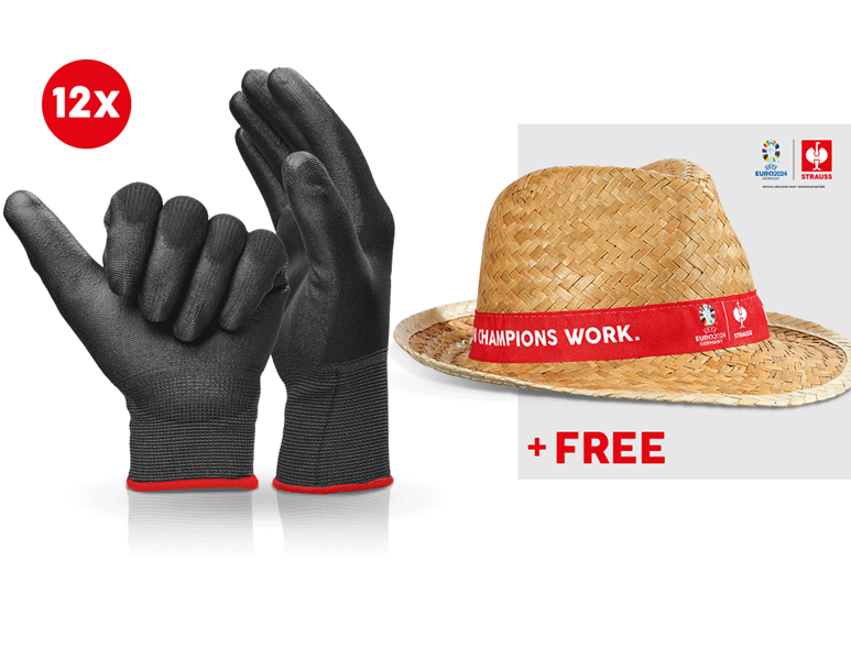 12x PU micro gloves + EURO2024 Hat