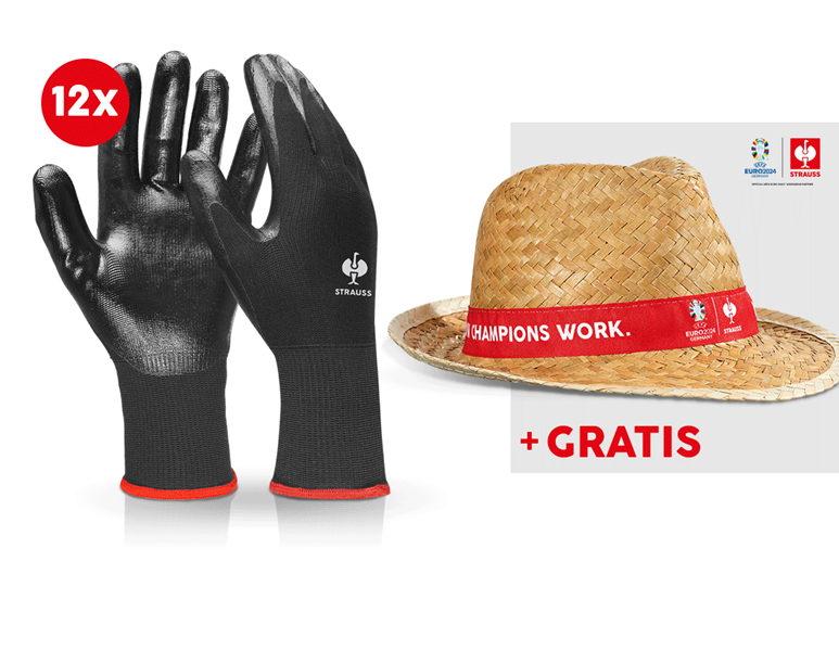 12x Nitril-Handschuhe Flexible + EURO2024 Hut