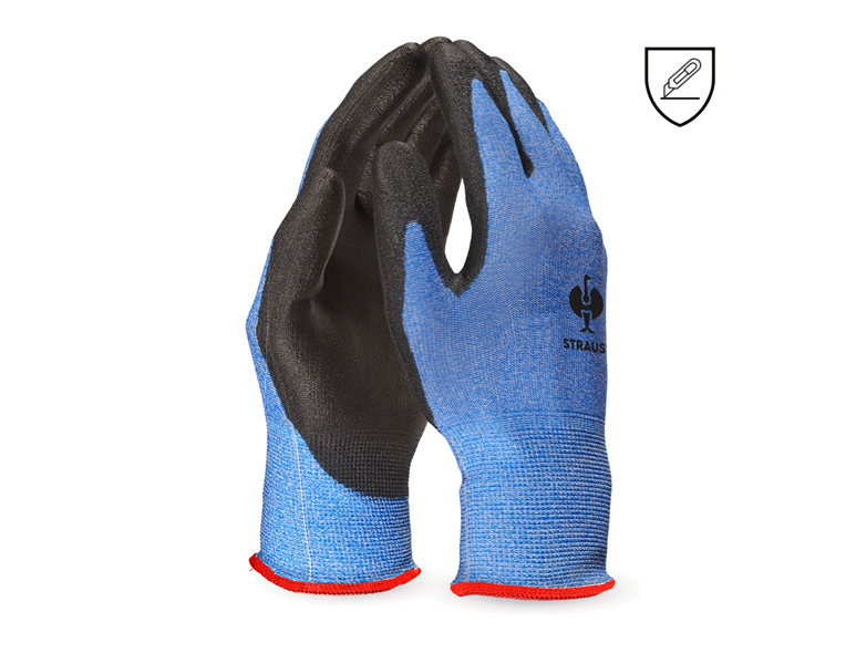 Main view, Gloves, PU cut protection gloves, Comfort Skin, level B, black/blue-melange