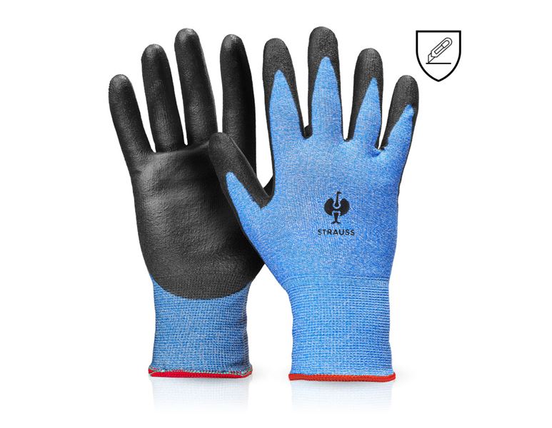 Hauptansicht, Handschuhe, PU-Schnittschutzhandschuhe Comfort-Skin cut B, schwarz/blau-melange