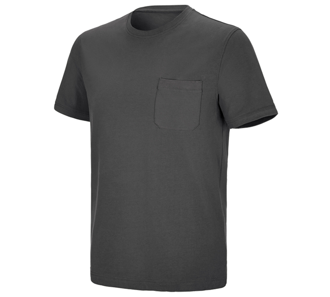 Main view, T-Shirts, e.s. T-shirt cotton stretch Pocket, anthracite