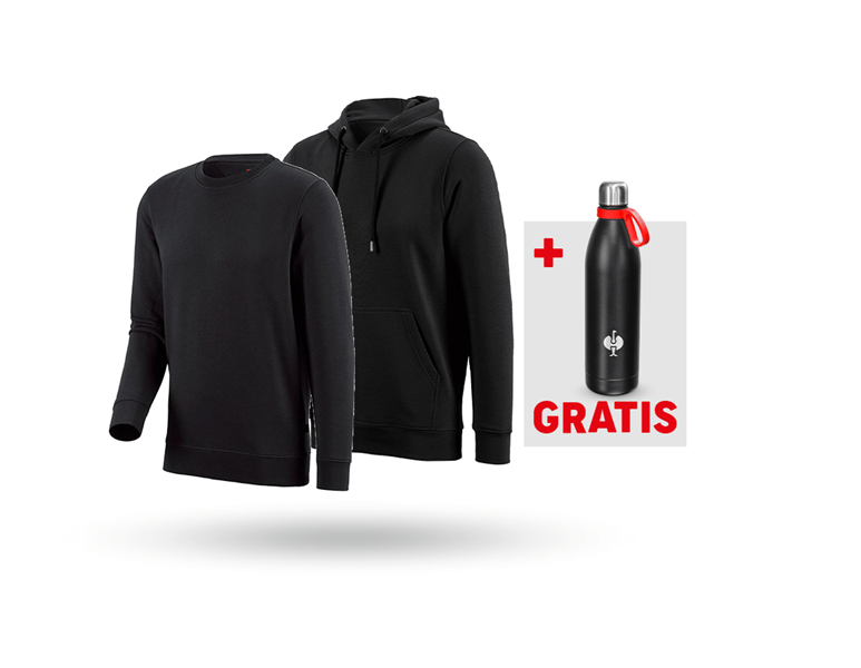 Hauptansicht, SALE, SET: Sweatshirt + Hoody-Sweatshirt poly cotton, schwarz