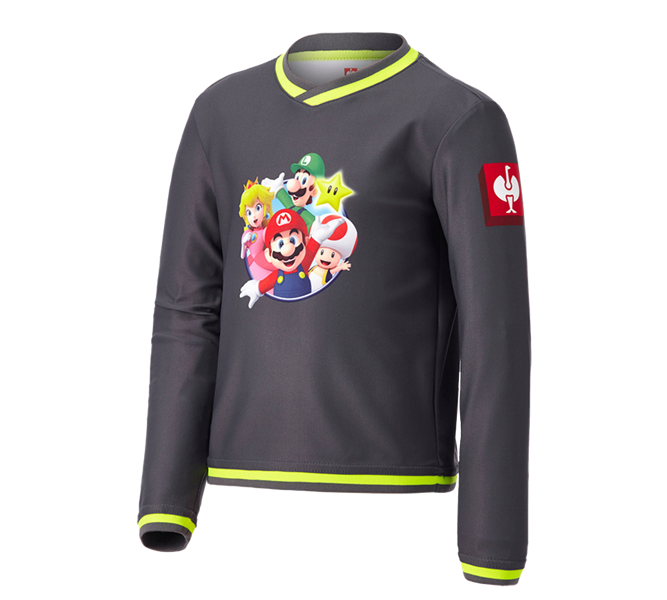 Vue principale, Enfants, Super Mario fonctionnel Longsleeve, enfants, anthracite