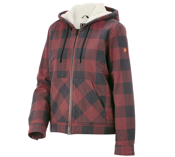 Main view, Work Jackets, Check-hooded jacket e.s.iconic, ladies', oxidred/carbongrey