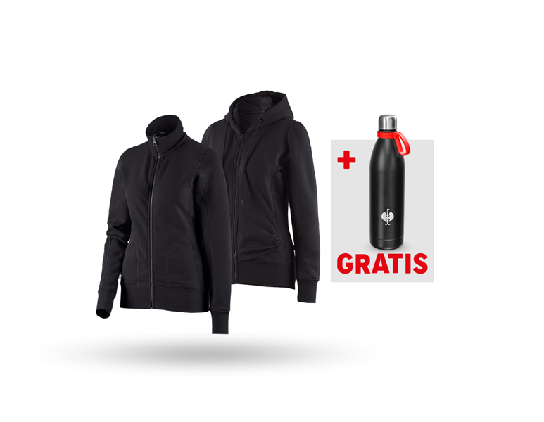 Hauptansicht, Weihnachts-Sets, SET: Sweatjacke + Hoody-Sweatjacke, Damen, schwarz