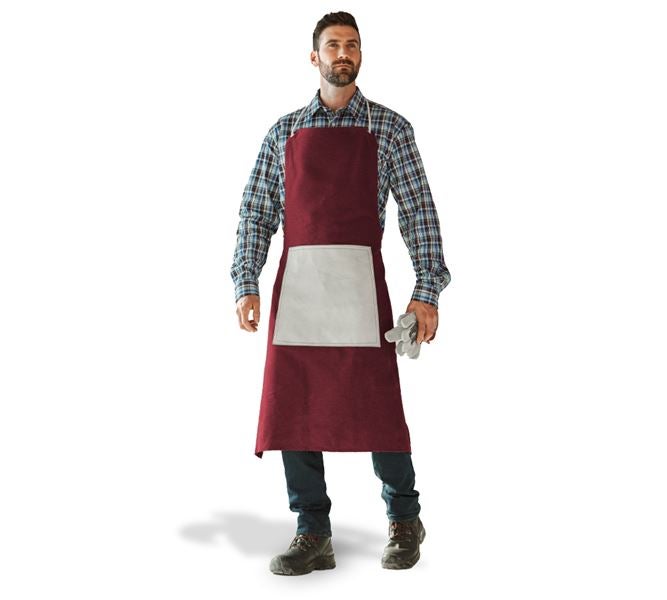 Main view, Women, Canvas apron with leather stomach reinforcement, bordeaux/white