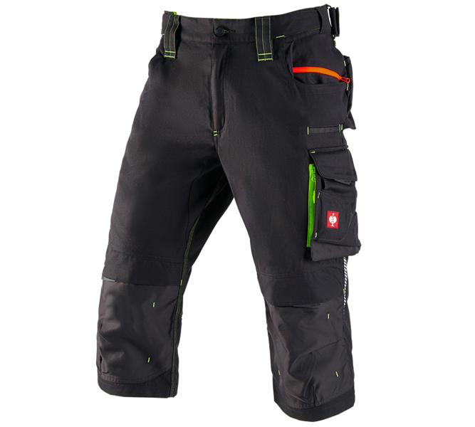 Main view, Men, 3/4 length trousers e.s.motion 2020, black/high-vis yellow/high-vis orange