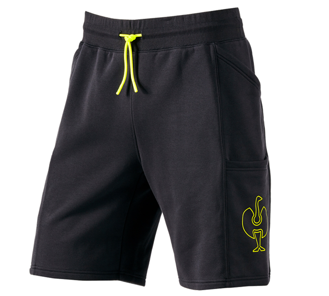 Main view, e.s.trail, Sweat short e.s.trail, black/acid yellow