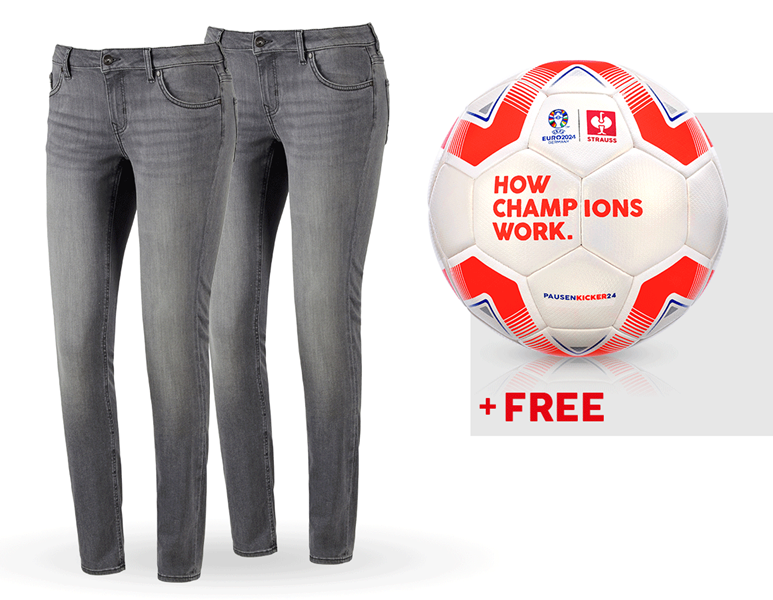 SET: 2x women's 5-Pocket-Stretch Jeans+football