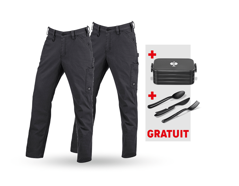 Vue principale, PROMOS, KIT : 2 x pantalon élas. e.s.iconic, noir