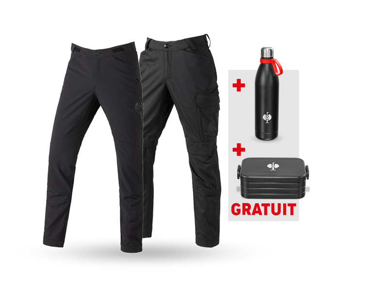 Vue principale, PROMOS, KIT :  pantalon élas. + pantalon fonc. e.s.trail, noir