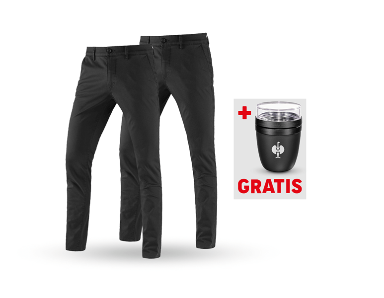 Hauptansicht, Geschenkideen, SET: 2x e.s. 5-Pocket-Berufshose Chino, schwarz