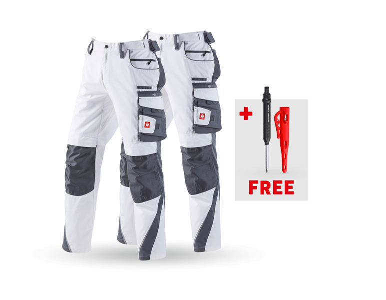 Main view, Combo-Sets, SET: Trousers e.s.motion, white/grey