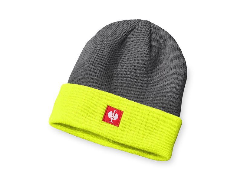 Main view, Headgear, Knitted cap e.s.motion 24/7, anthracite/high-vis yellow