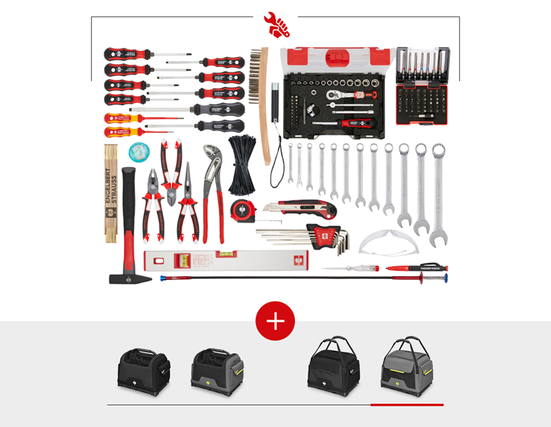 Main view, Tools, Tool set Allround Profi incl. STRAUSSbox, basaltgrey/acid yellow