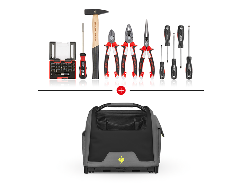 Werkzeug-Set + STRAUSSbox Werkzeugtasche offen