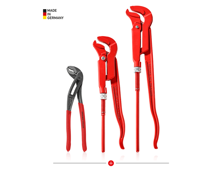 Set: Waterpump Pliers + Elbow S-Shaped Wrench, 3p.