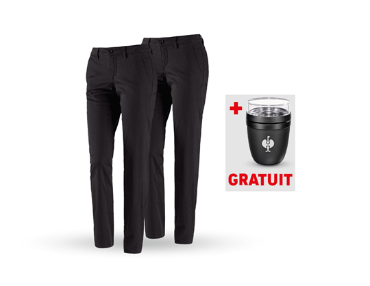 Vue principale, KIT : 2x e.s. Pantalon de travail Chino, femmes, noir