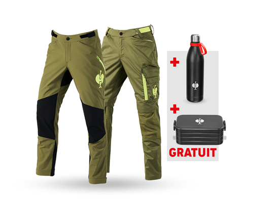 Vue principale, KIT :  pantalon élas. + pantalon fonc. e.s.​trail, vert genévrier/vert citron