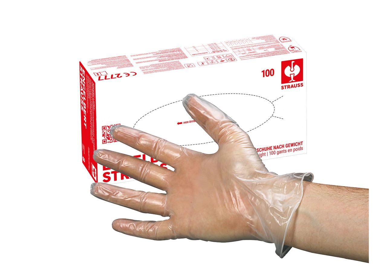 Disposable Gloves: Disposable vinyl latex gloves, lightly powdered