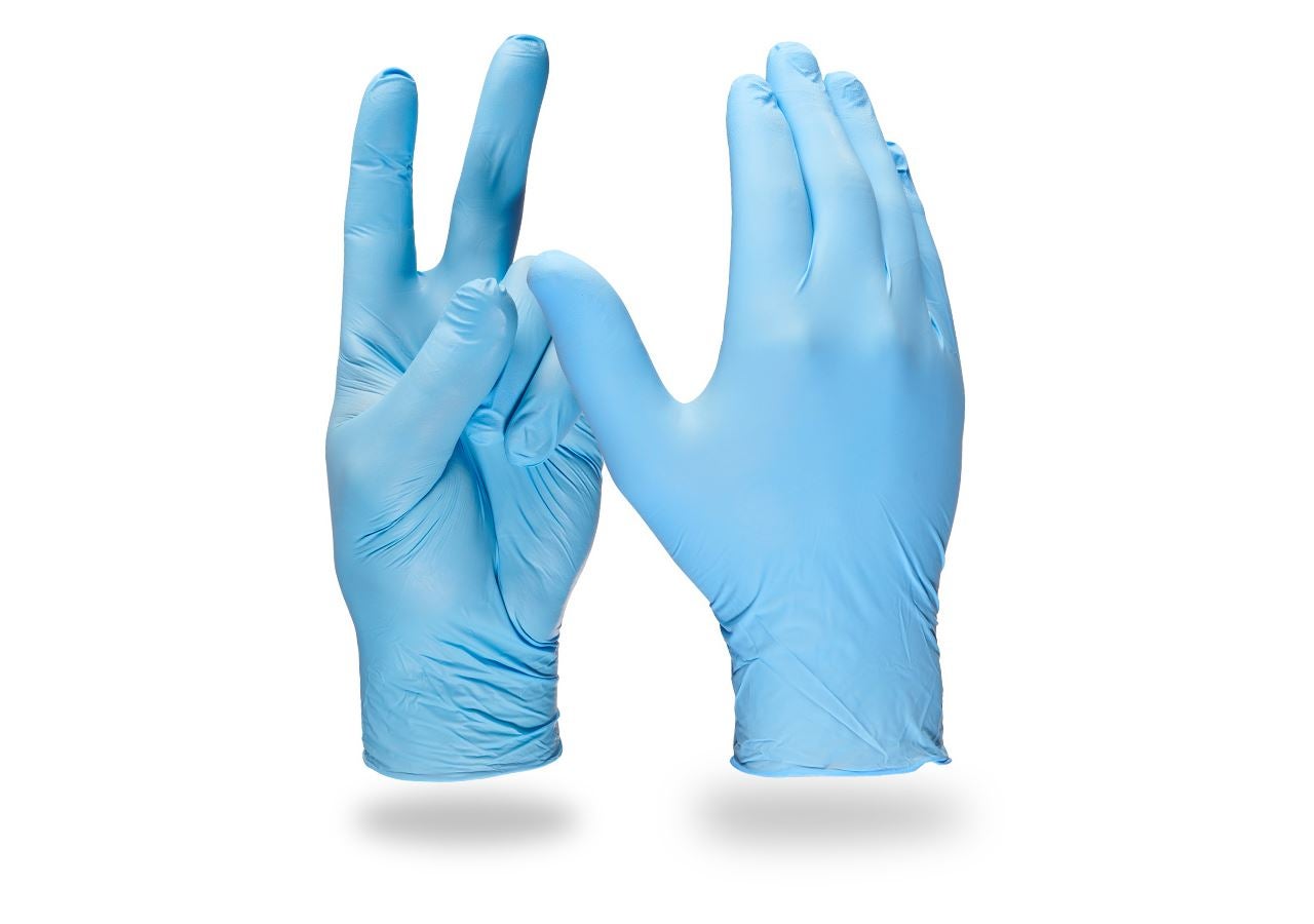 Beschichtet: Einweg Nitril-Handschuhe Basic, puderfrei + blau