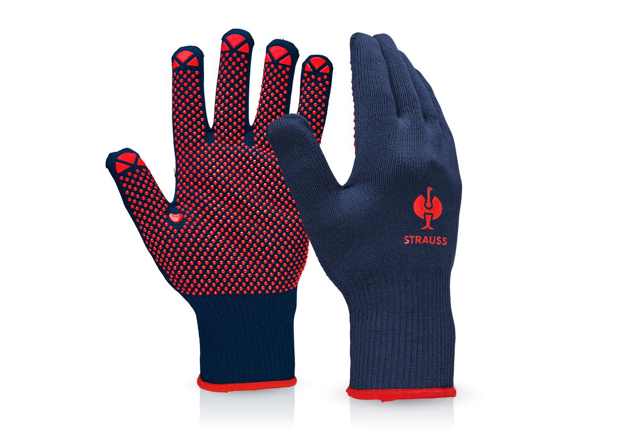 Revêtement: Gants en tricot en PVC Rondo + bleu