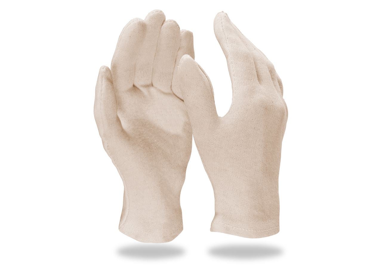 Textile: Cotton fourchette gloves, natural,pack of 12 + white
