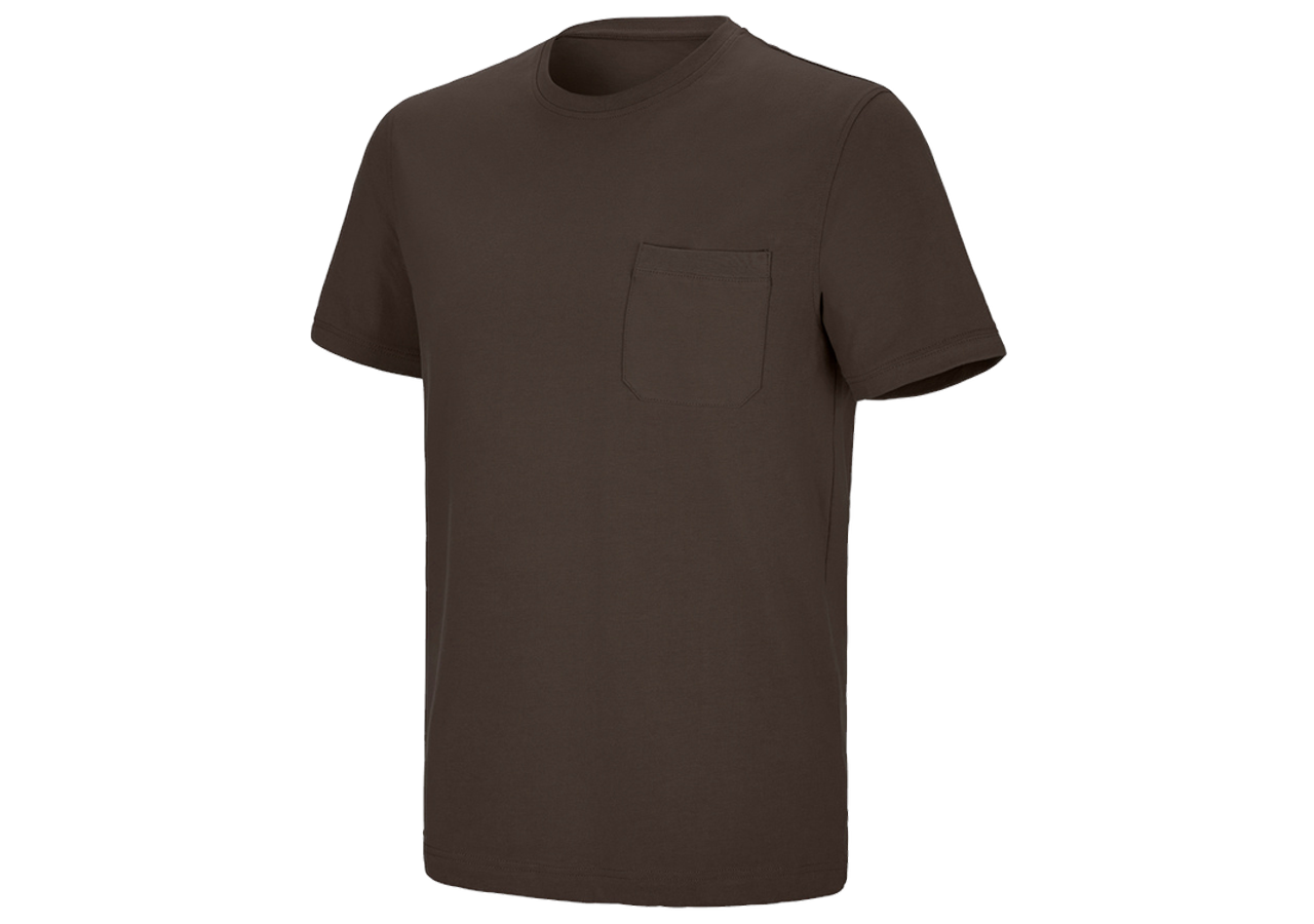 Shirts & Co.: T-Shirt cotton stretch Pocket + kastanie