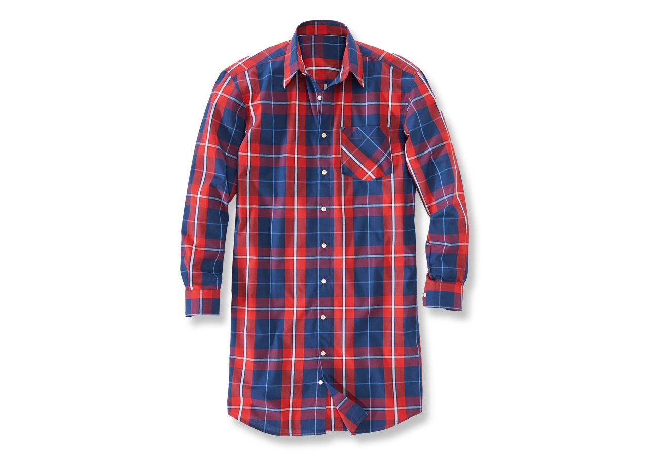 Shirts & Co.: Langarm-Hemd Hamburg, extra lang + rot/dunkelblau/weiß