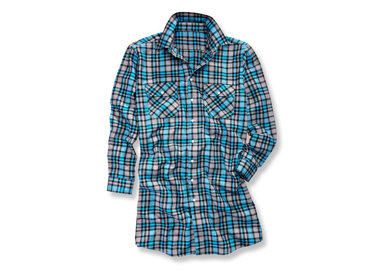 Shirts, Pullover & more: Cotton shirt Bergen, extra long + cement/dark petrol/graphite