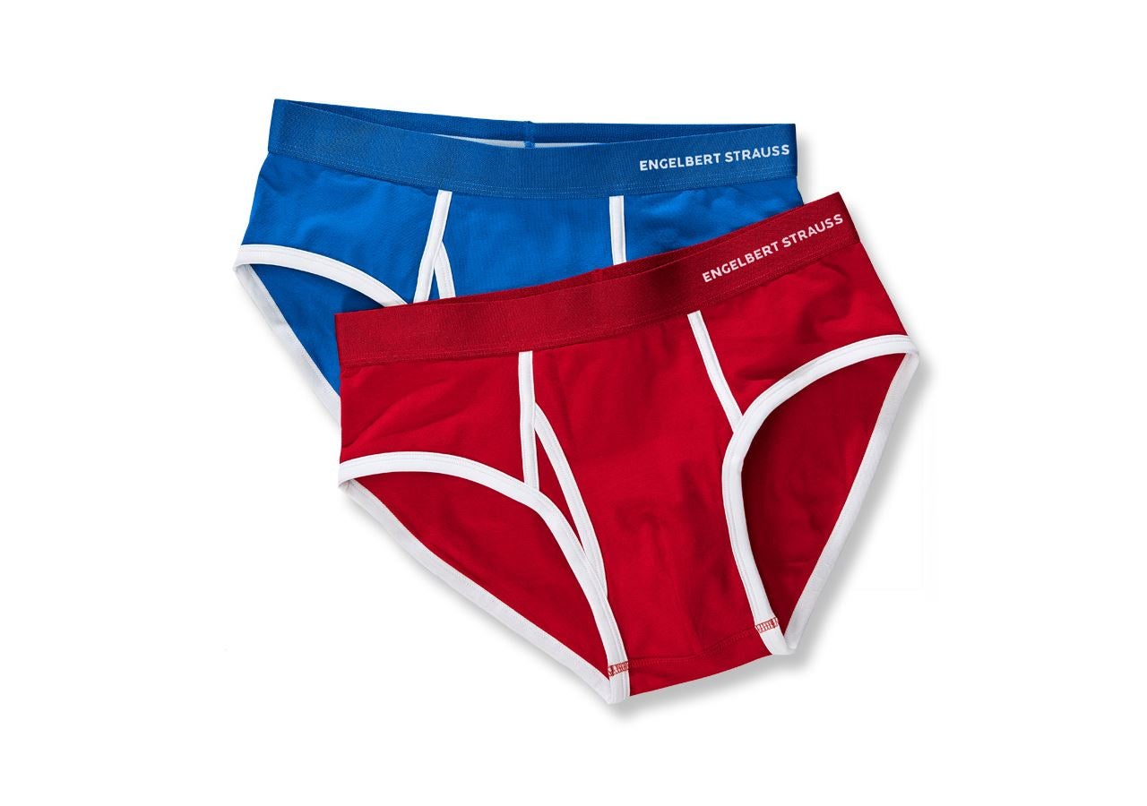 Underwear | Functional Underwear: e.s. Cotton stretch briefs colour, pack of 2 + gentian blue+fiery red