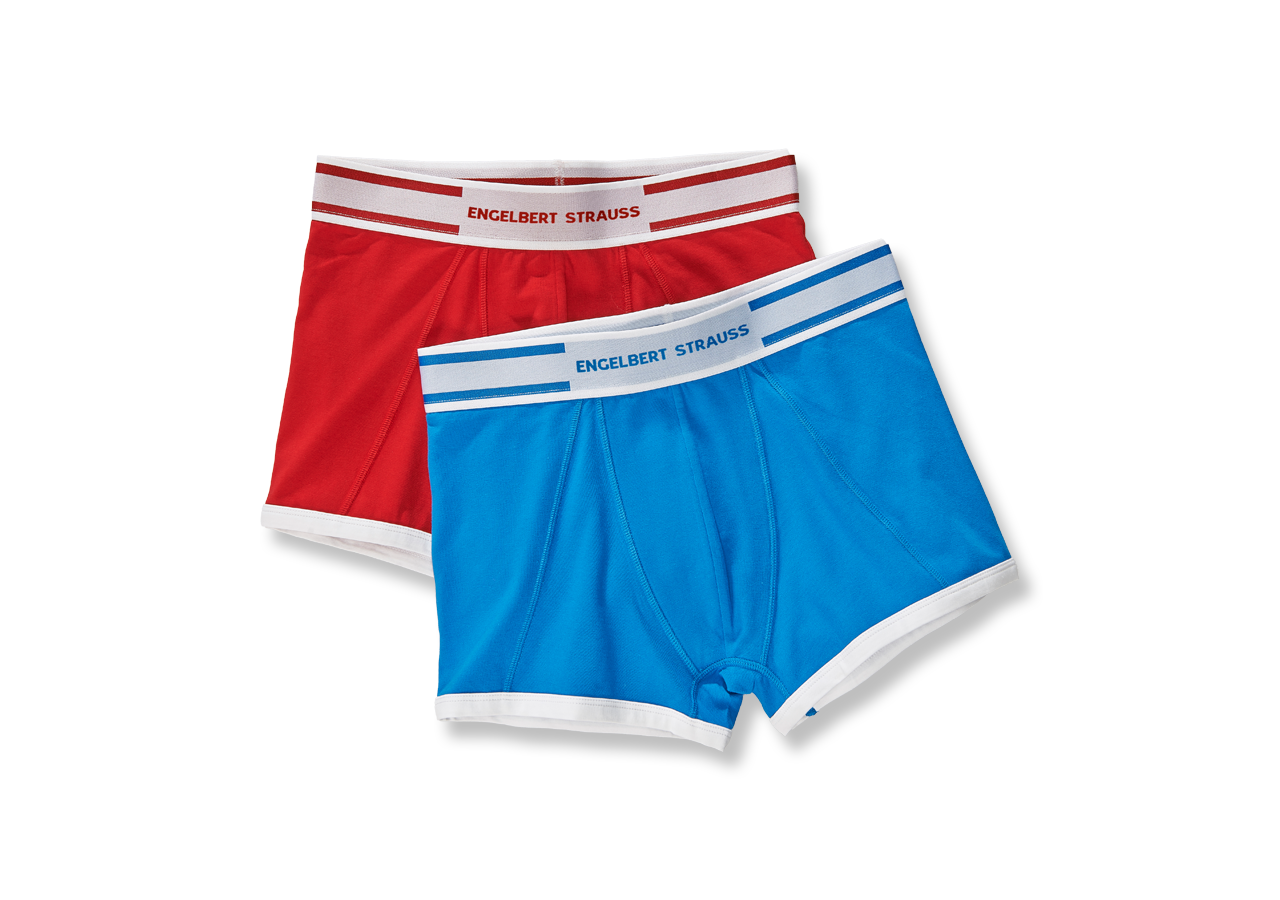 Sous-vêtements | Vêtements thermiques: e.s. Boxer en coton élastique, lot de 2 + bleu gentiane+rouge vif