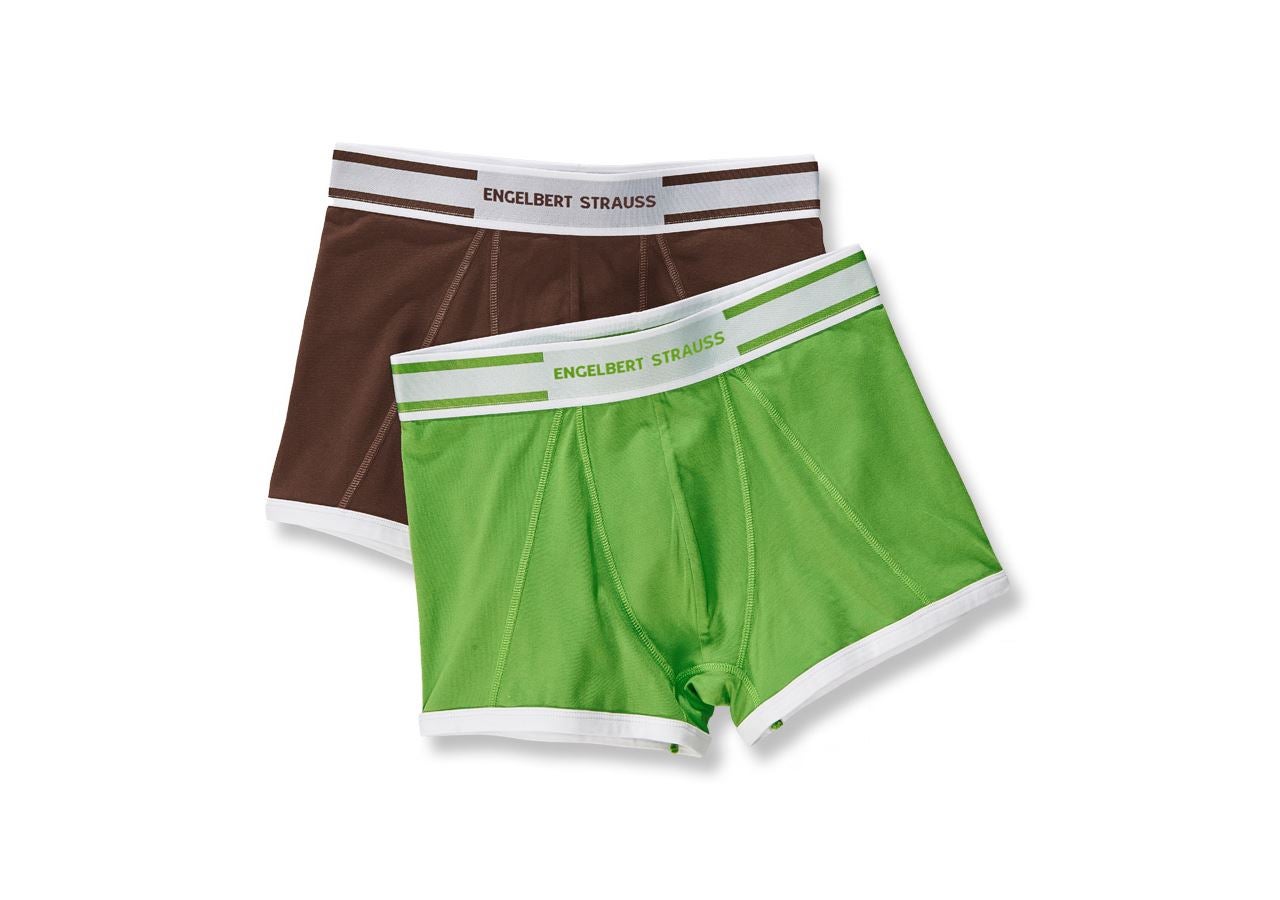 Unterwäsche | Thermokleidung: e.s. cotton stretch Pants Colour, 2er Pack + kastanie+seegrün