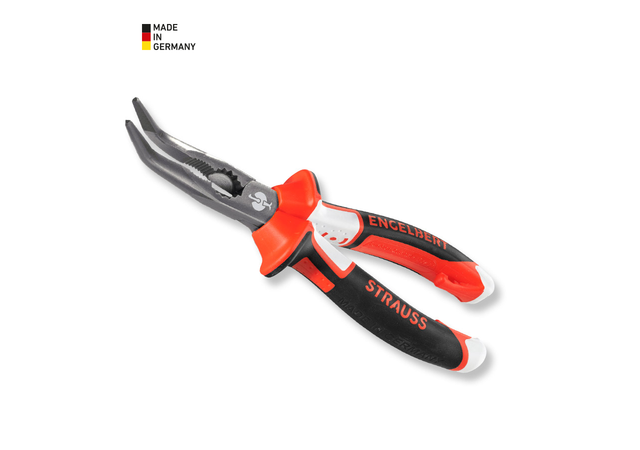 Tongs: e.s. angled flat-round pliers