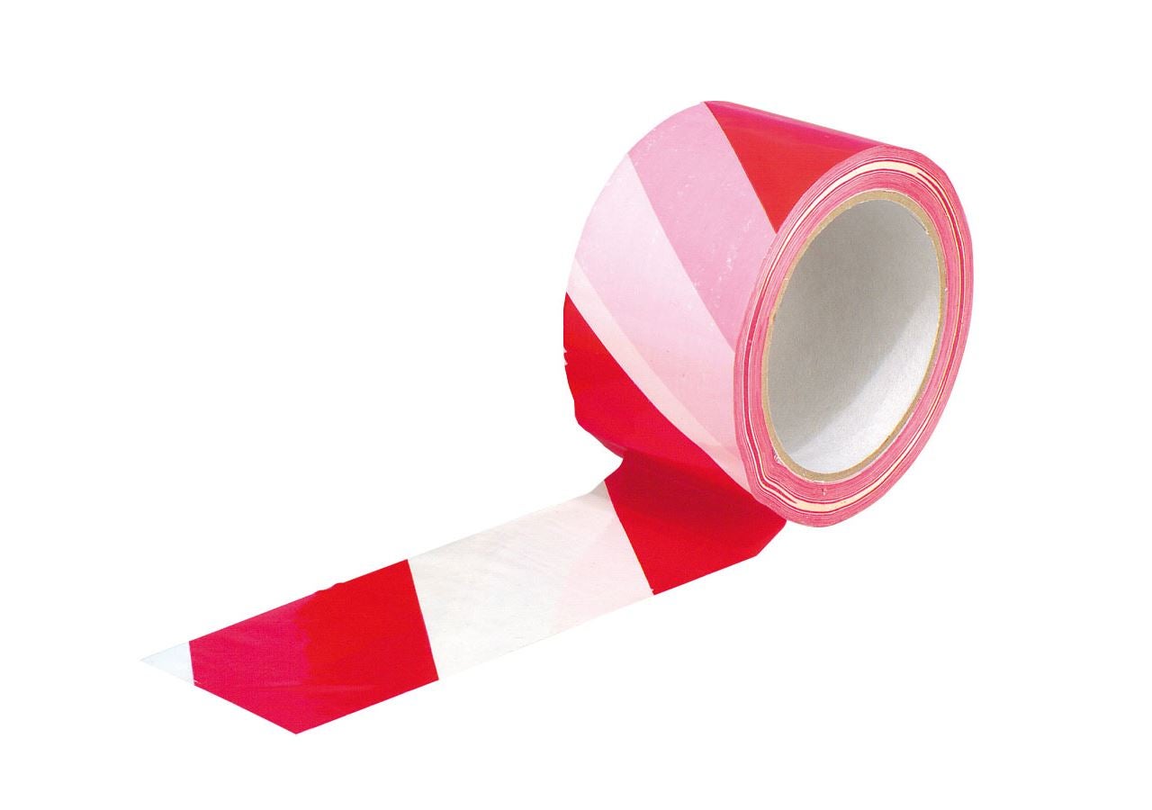 Kunststoffbänder | Kreppbänder: Warnband selbstklebend + rot/weiß