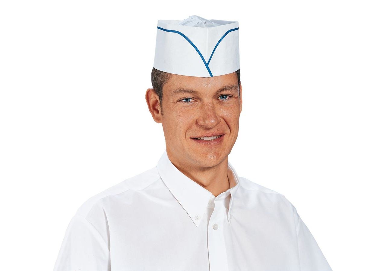 Einwegbekleidung: Papierschiffchen + weiß/blau