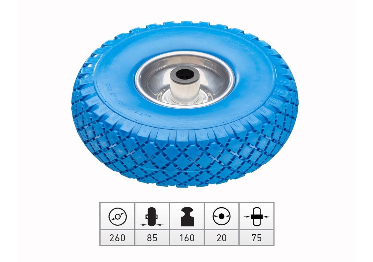 Transport rolls: Spare polyurethane wheel with steel wheel rim