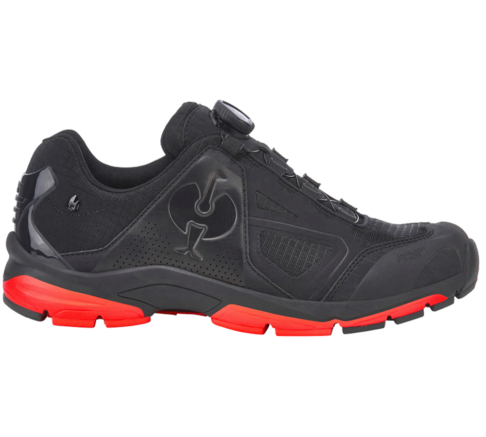 Chaussures: O2 Chaussures de travail e.s. Minkar II + noir/rouge fluo