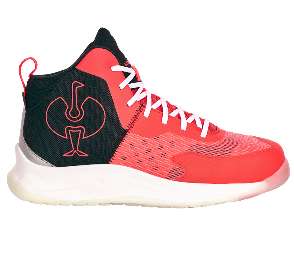 Chaussures: S1PS Chaussures basses de séc. e.s. Marseille mid + rouge fluo/noir