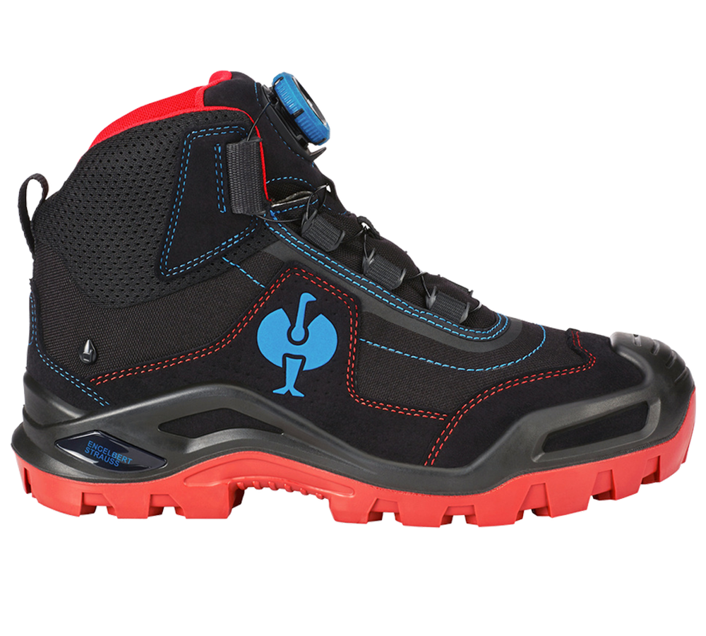 S3: S3 Safety boots e.s. Kastra II mid + black/fiery red/gentianblue