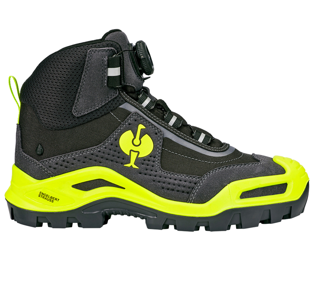 Chaussures: S3 Chaussures hautes de sécurité e.s.Kastra II mid + anthracite/jaune fluo