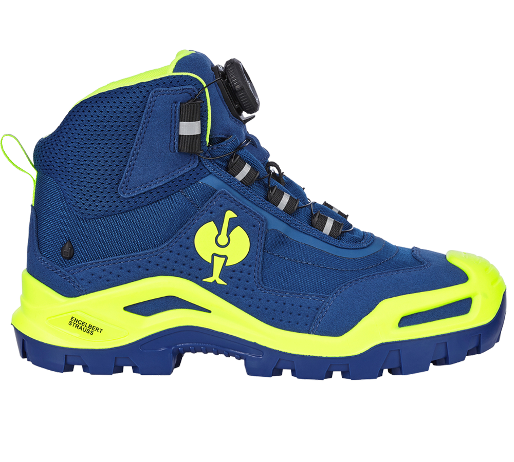 Chaussures: S3 Chaussures hautes de sécurité e.s.Kastra II mid + bleu royal/jaune fluo