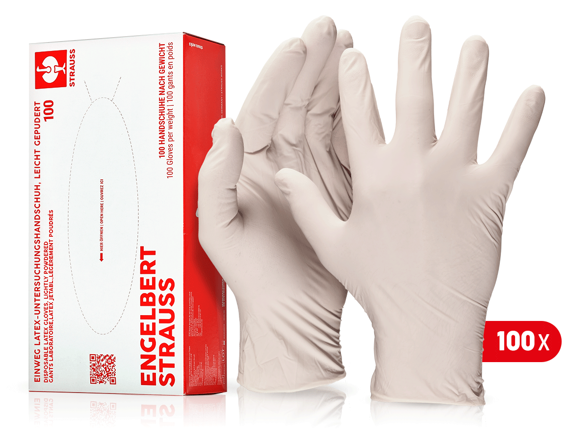 Coated: Disposable latex gloves, lightly powdered