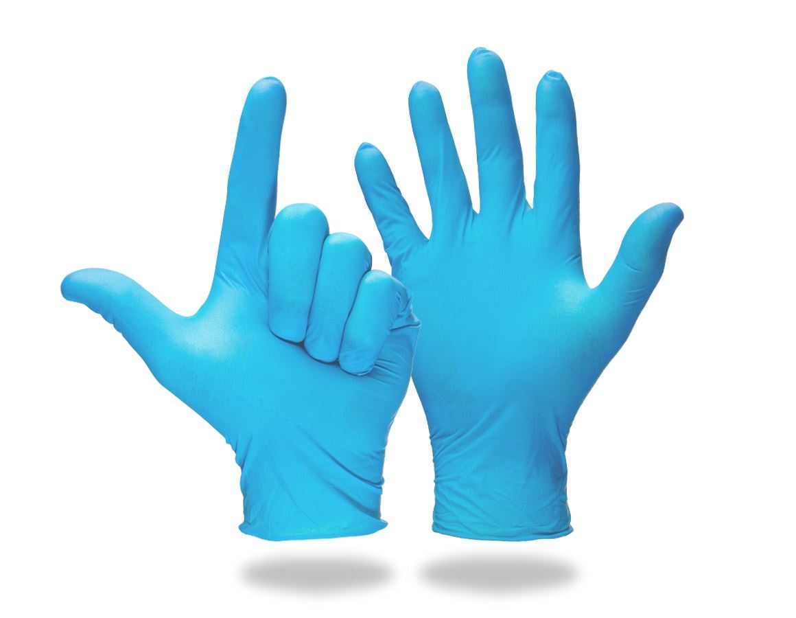 Coated: Disposable latex examination gloves, powder-free + blue