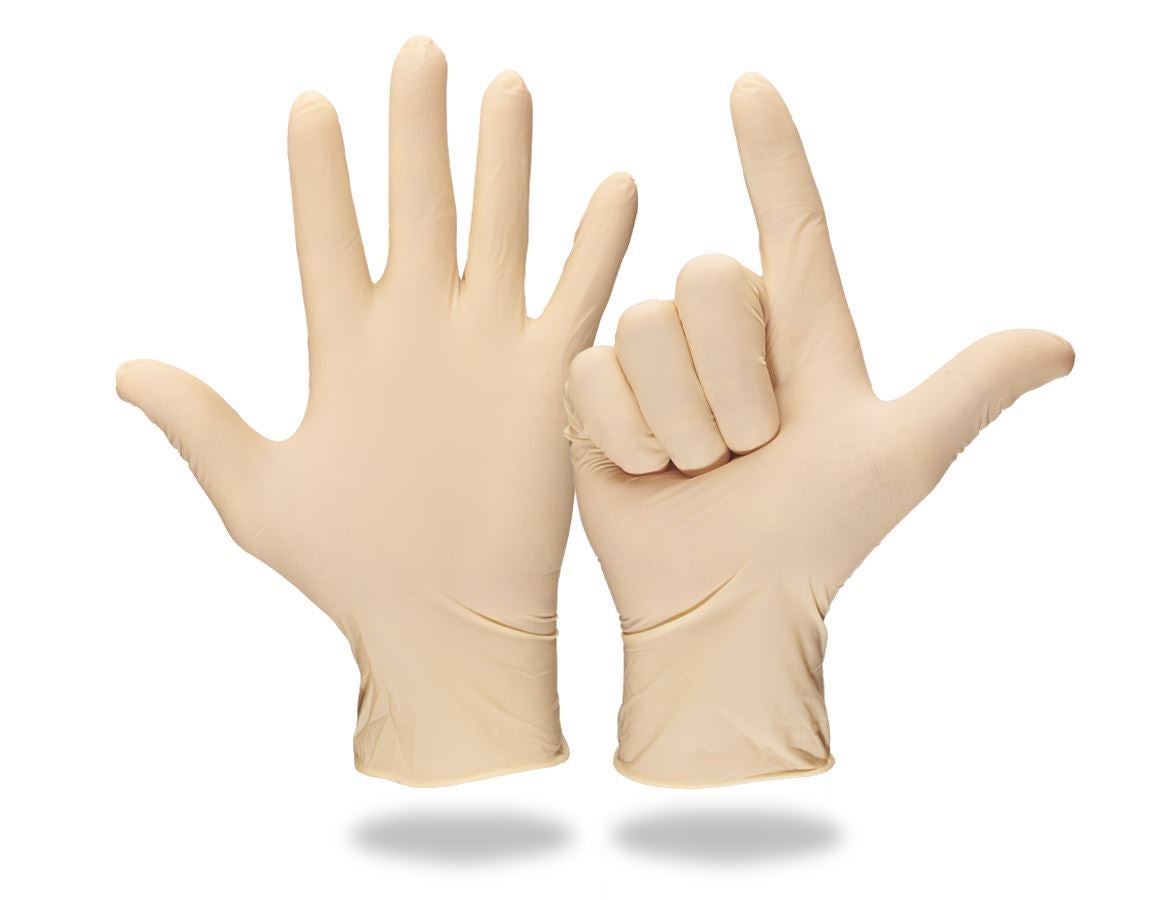 Coated: Disposable latex examination gloves, powder-free + nature