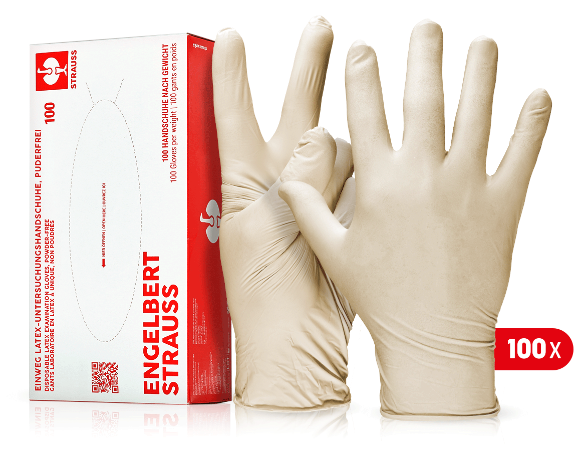 Disposable Gloves: Disposable latex examination gloves, powder-free + nature